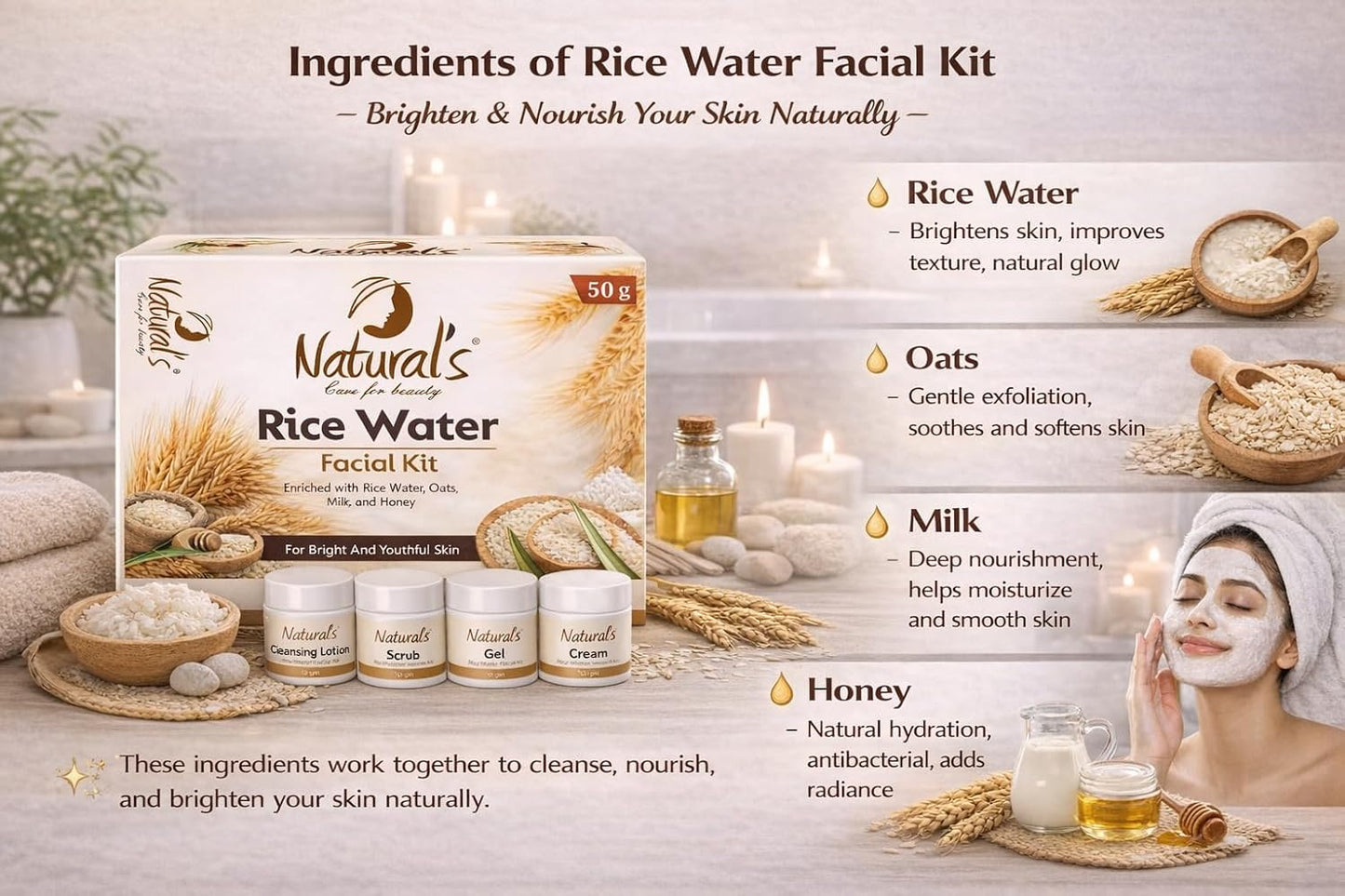 Rice Facial Kit With Rice Water